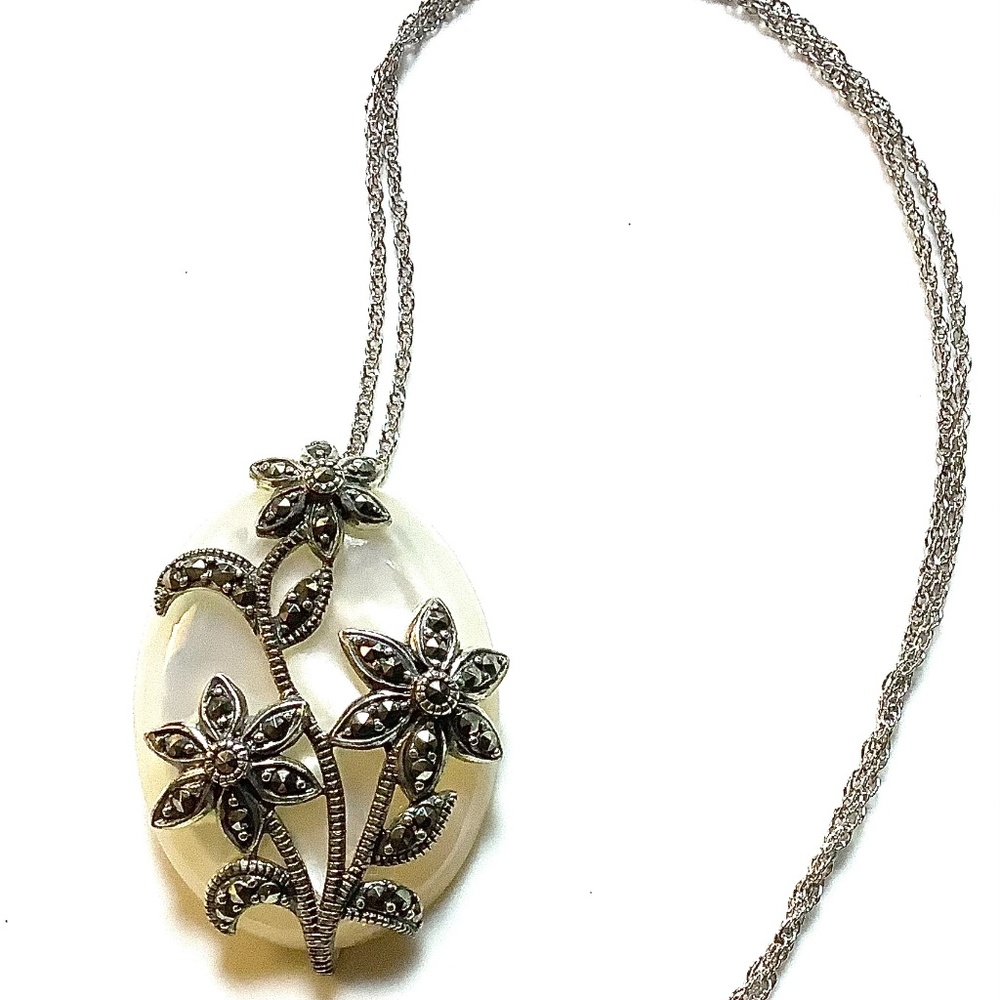 Genevieve & Grace Sterling Silver and Marcasite Necklace - Picture 4 of 5